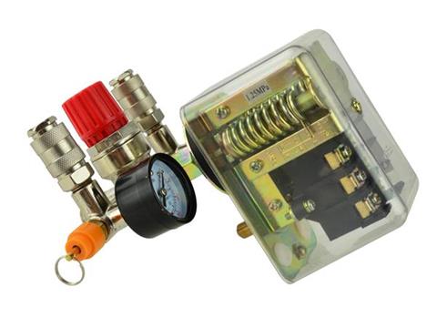 Geko G80324 Tlakový spínač, presostat, regulátor tlaku, 2 manometre 400V