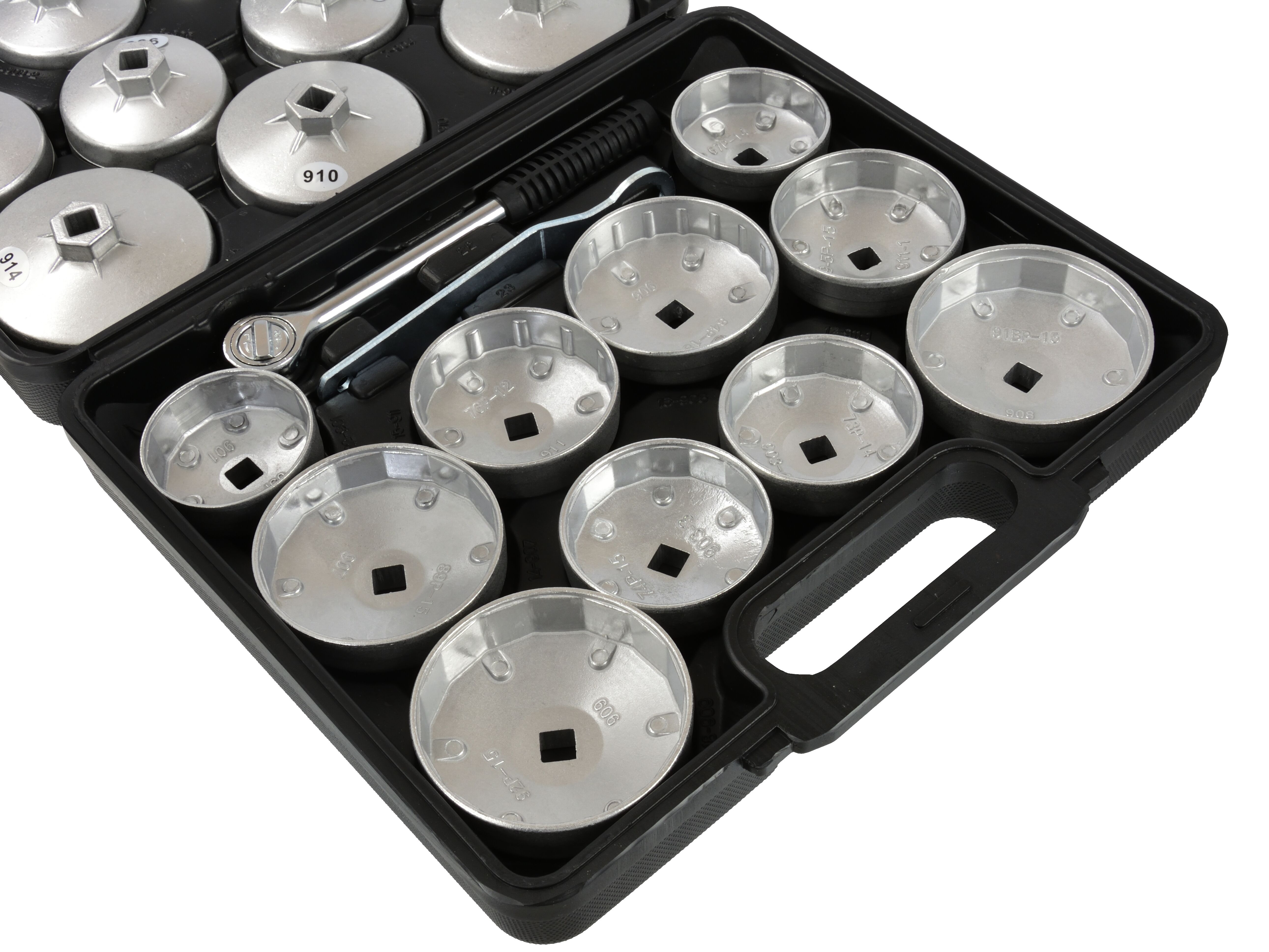 GEKO G10402 Nástrčné hlavice kľúče na olejový filter s račňou výmena filtrov sada 23ks