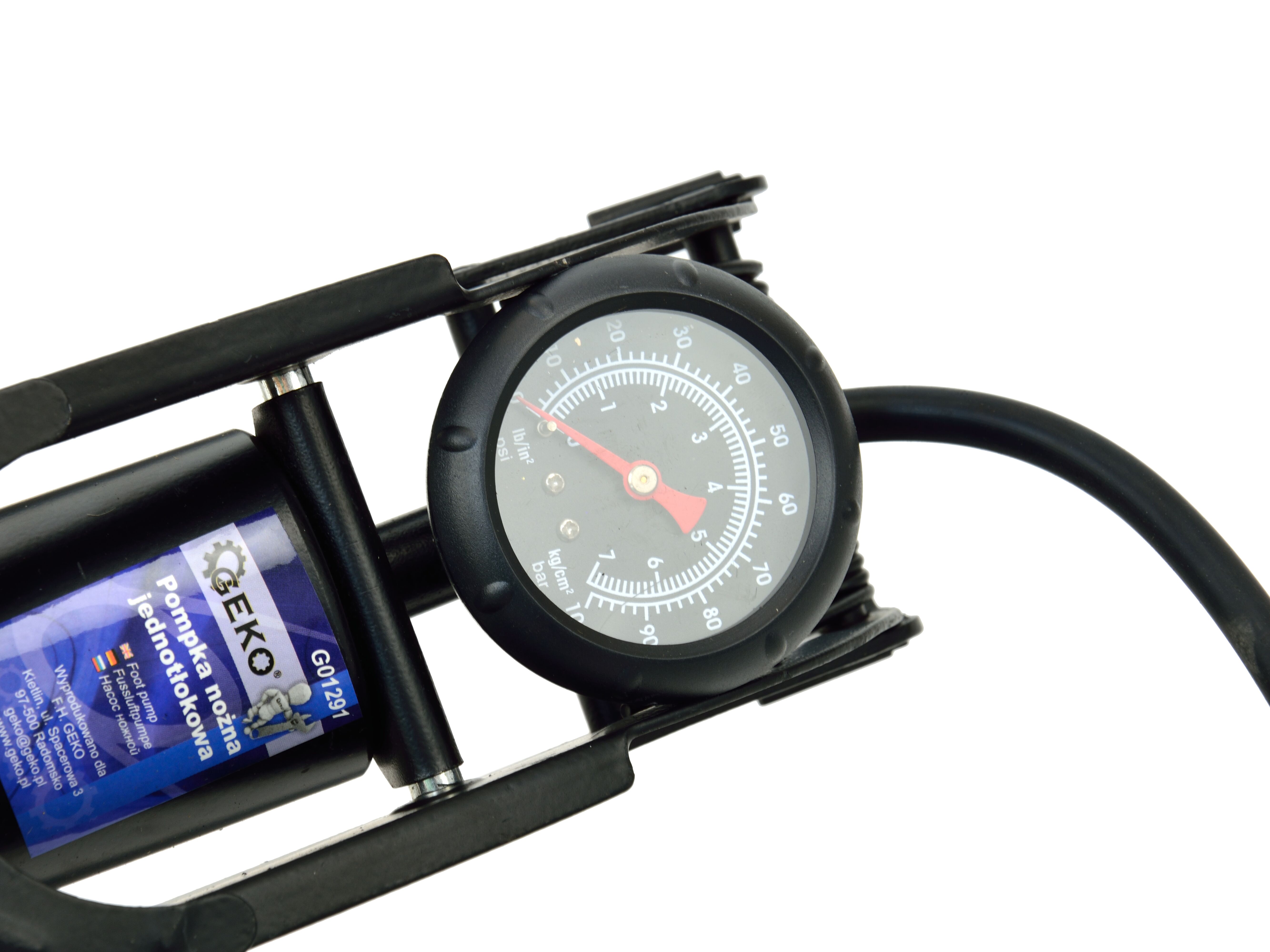 GEKO G01291 Nožná jednopiestová pumpa na hustenie pneumatík pumpovanie kolies, lôpt PROFI