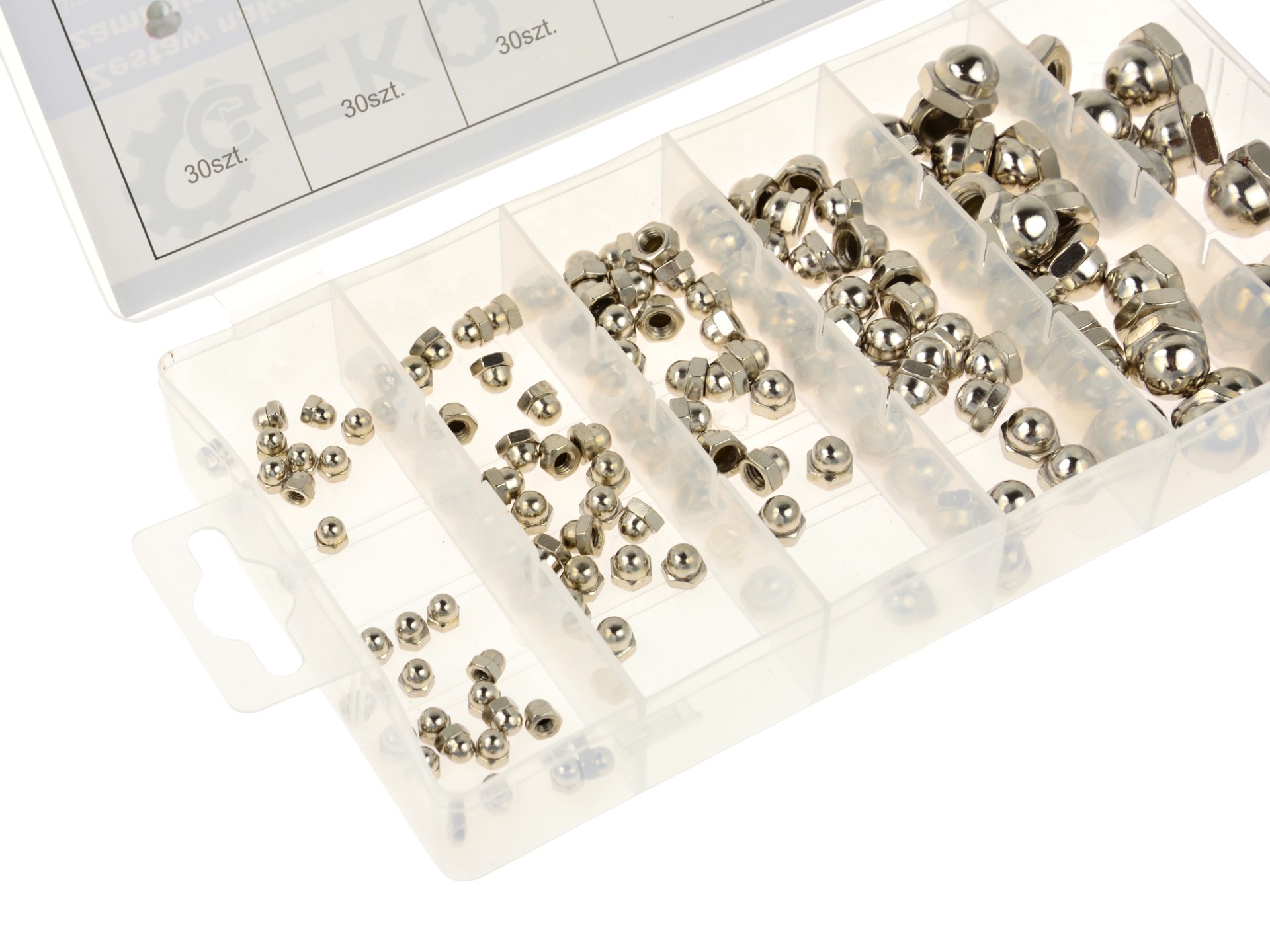 Geko G02921 Šesťhranné matice uzavreté 150 ks sada matica M3 - M10