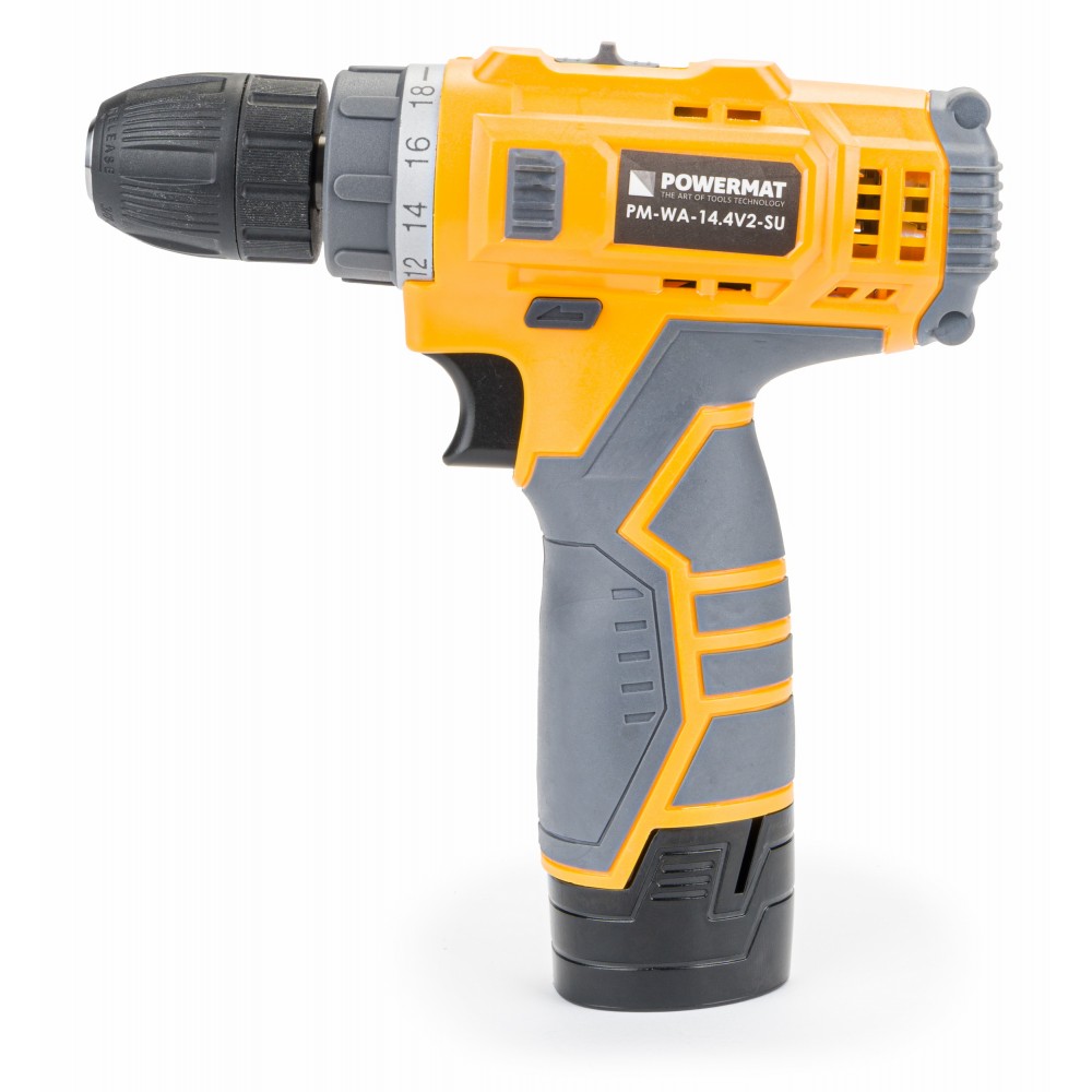 POWERMAT PM-WA-14.4V2-SU Aku skrutkovač vŕtačka 2 x Li-Ion batéria 1,5Ah 14,4V 32Nm + príslušenstvo