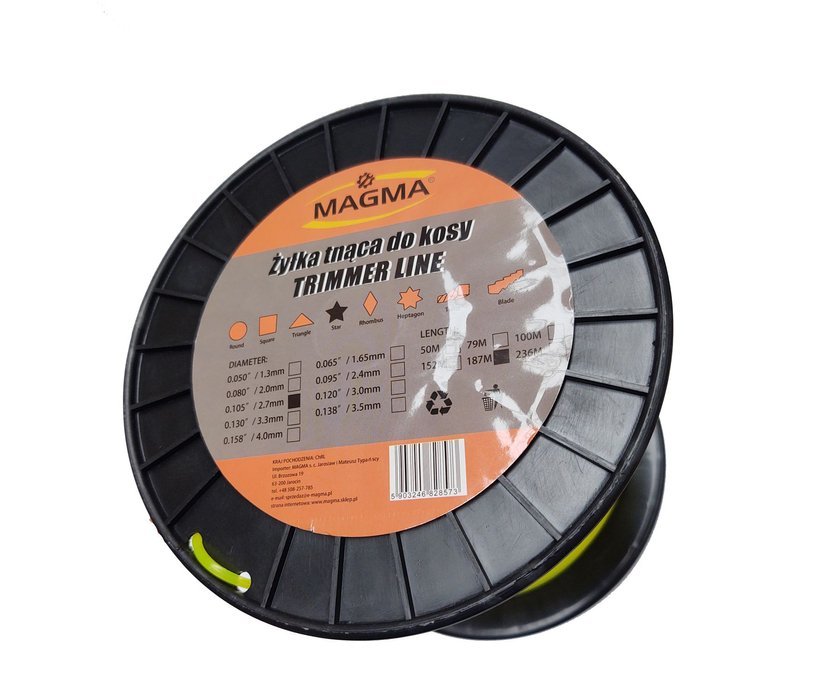 MAGMA Struna pre krovinorez, vyžínač 2,7mm x 187m TRIMMER LINE hviezdička