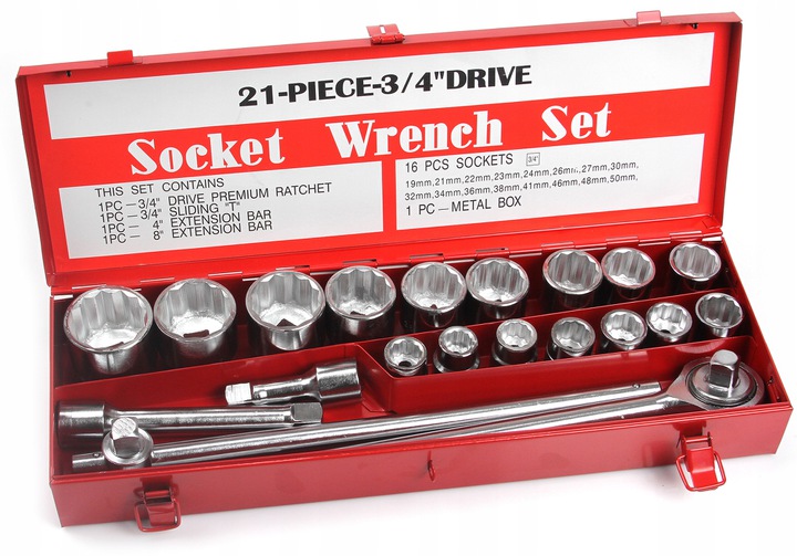 Mar-Pol M58250 Nástrčné hlavice kľúče 21 ks 3/4 "19-50mm 6-hranný