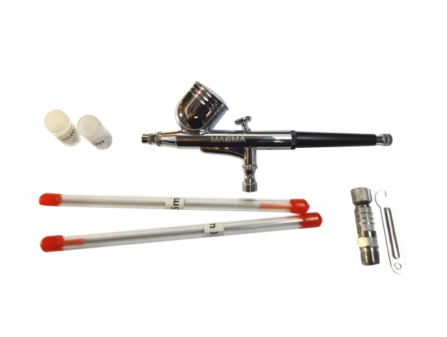 MAGMA TG130S Airbrush striekacia pištoľ sada na maľovanie nanášanie farby Sada 3 trysky 0,2 / 0,3 / 0,5mm