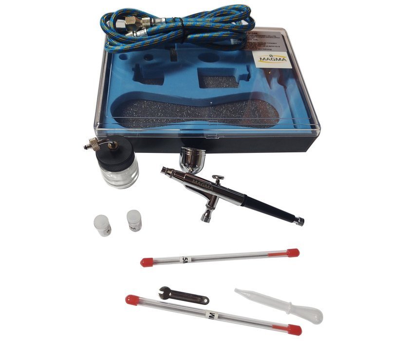 MAGMA TG-134K Airbrush striekacia pištoľ sada na maľovanie nanášanie farby 0,2 0,3 0,5mm + hadica 1,8m