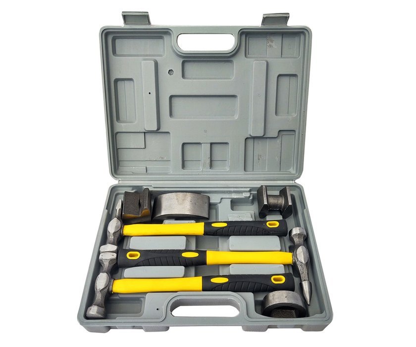 MAGMA 1007F Klampiarske kladivo + nákovy sada kladív 7ks