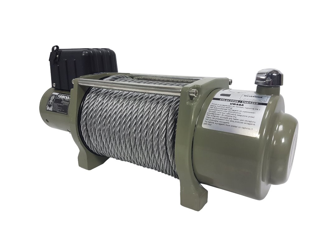 MAR-POL M80820 Elektrický akumulátorový navijak kladkostroj 24V 16800lb / 7620kg Spider Winch / oceľové lano /