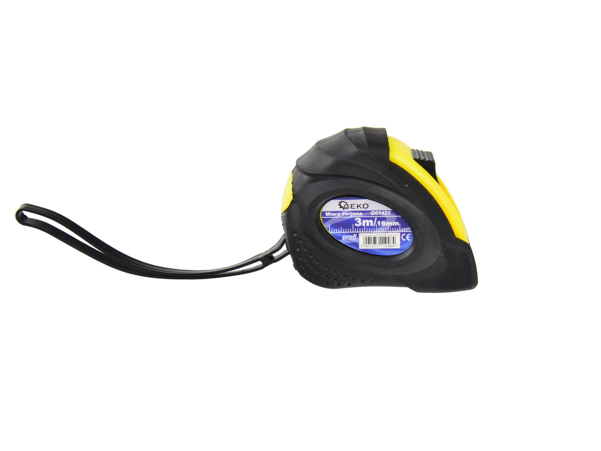 GEKO G01423 Pogumovaný zvinovací meter 3m x 16mm PROFI dvojitý zámok