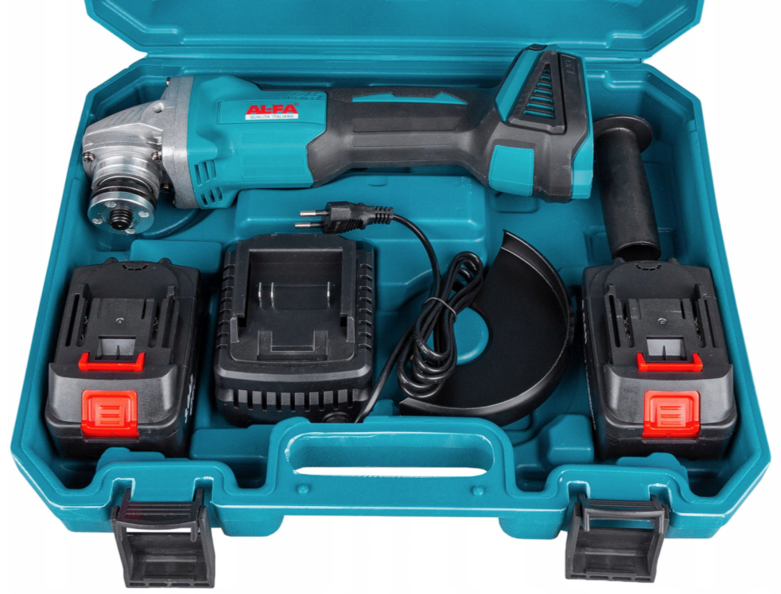 ALFA ALAGC125-A3 Aku uhlová brúska 125mm akumulátorová 36V 2x Li-ion 3Ah + 2 kotúče!!