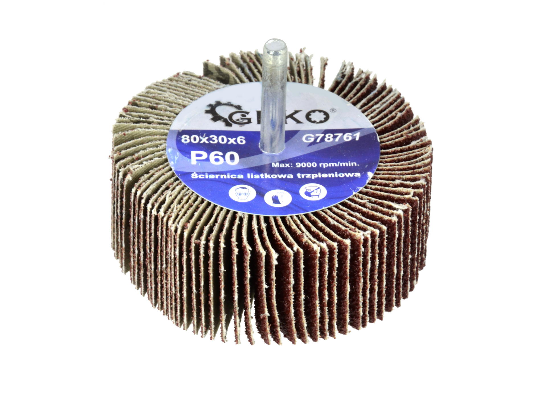 Geko G78761 Brúsny kotúč so stopkou na brúsenie 80x30x6mm 1ks P60