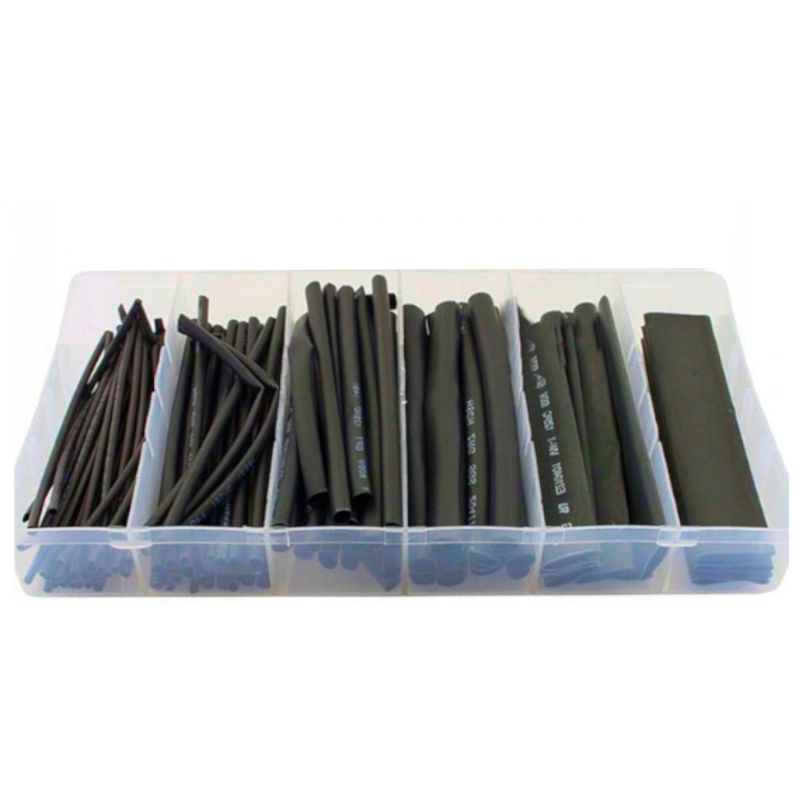 KRAFT&DELE KD10919 Zmršťovacie farebné bužírky sada 100ks, 6 veľkostí černé