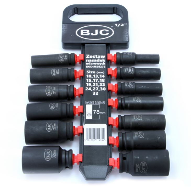 Mar-Pol M58272 Kľúče Súprava nástrčných kľúčov pre rázový uťahovák hlavice BJC 1/2 "10-32mm