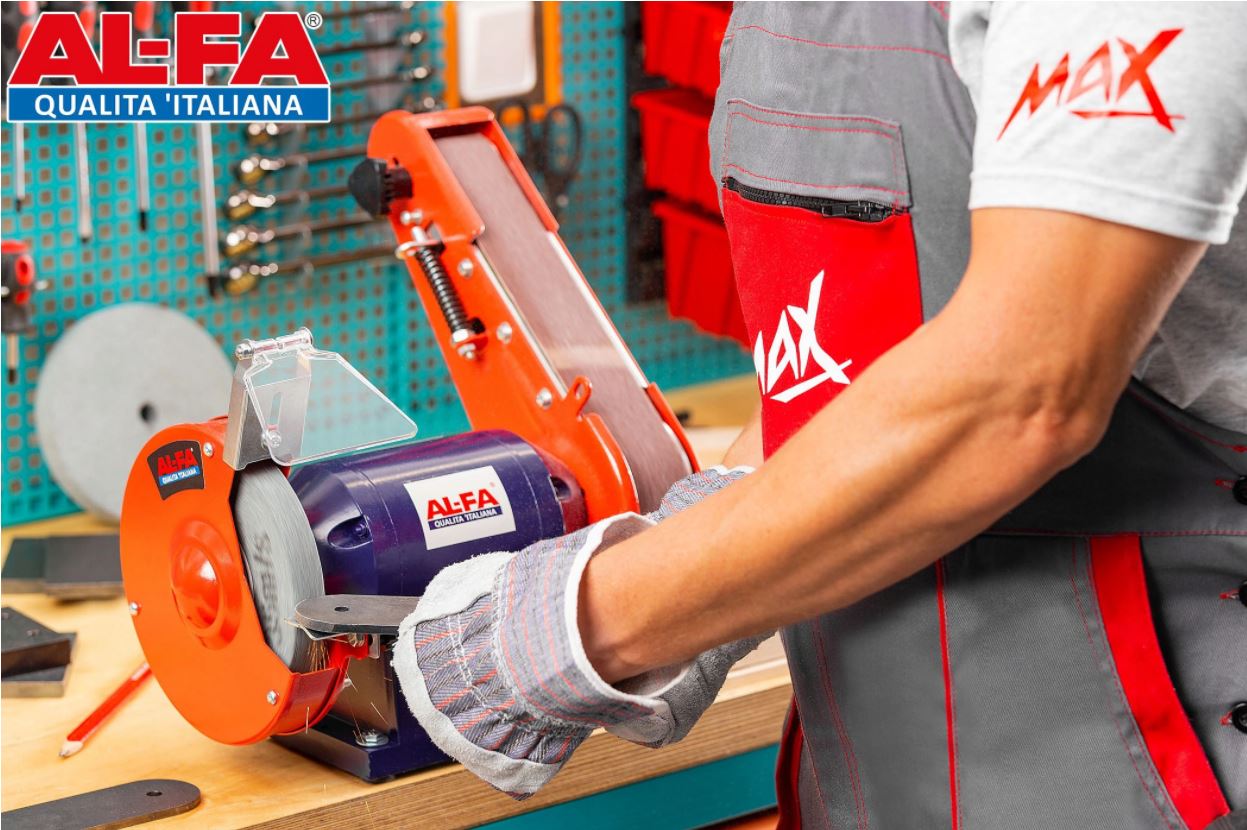 AL-FA ALBG18B 1850W Stolová pásová kotúčová brúska 2v1 150mm