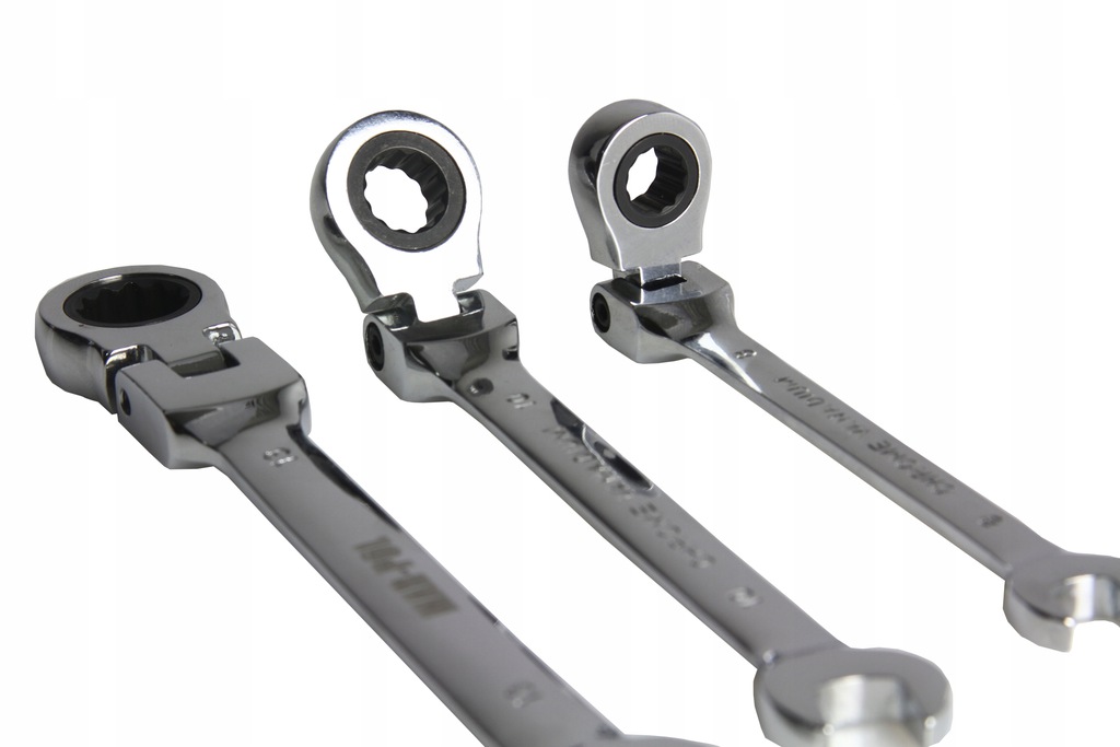 MAR-POL M58590 Očkoploché račňové  kľúče 8 - 13mm 3 kusy CrV s račňou