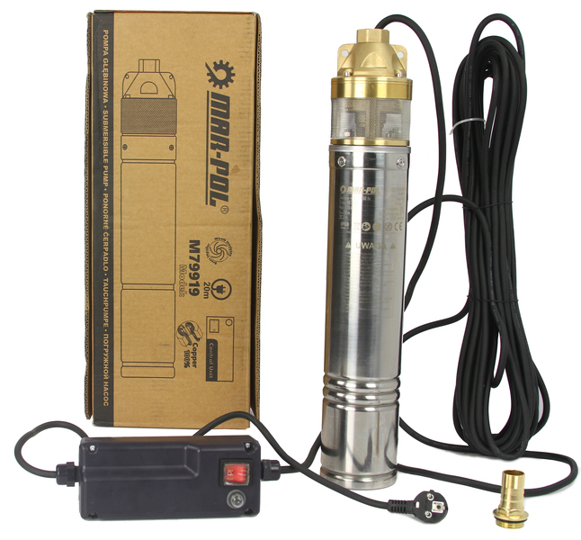 MAR-POL M79919 1100W Ponorné hlbinné čerpadlo na čistú vodu do vrtu 90m