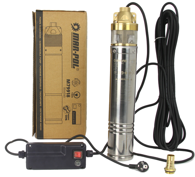 MAR-POL M79918 750W Ponorné hlbinné čerpadlo na čistú vodu do vrtu 60m