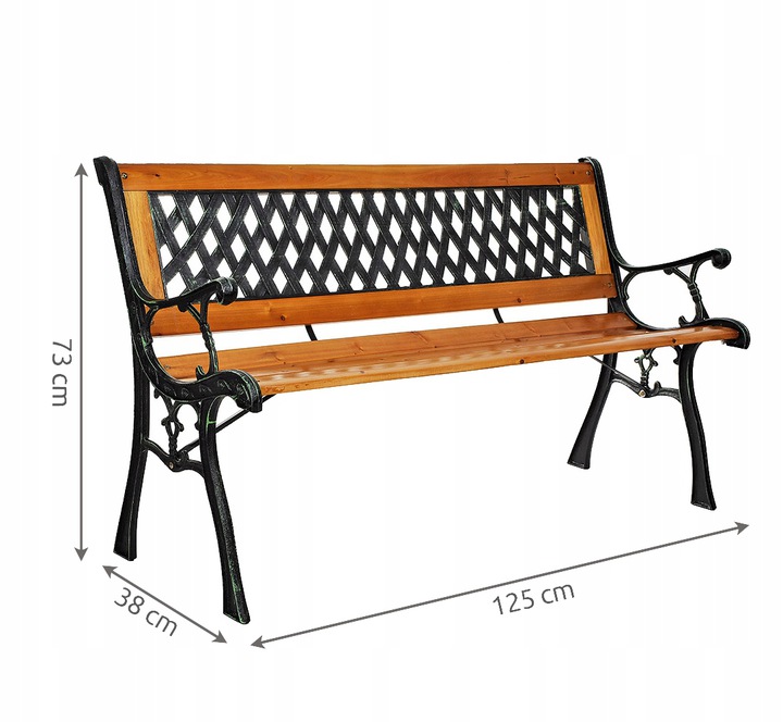 MALATEC 9807 Elegantná / vonkajšia lavička, lavica, dreveno-kovová, silná