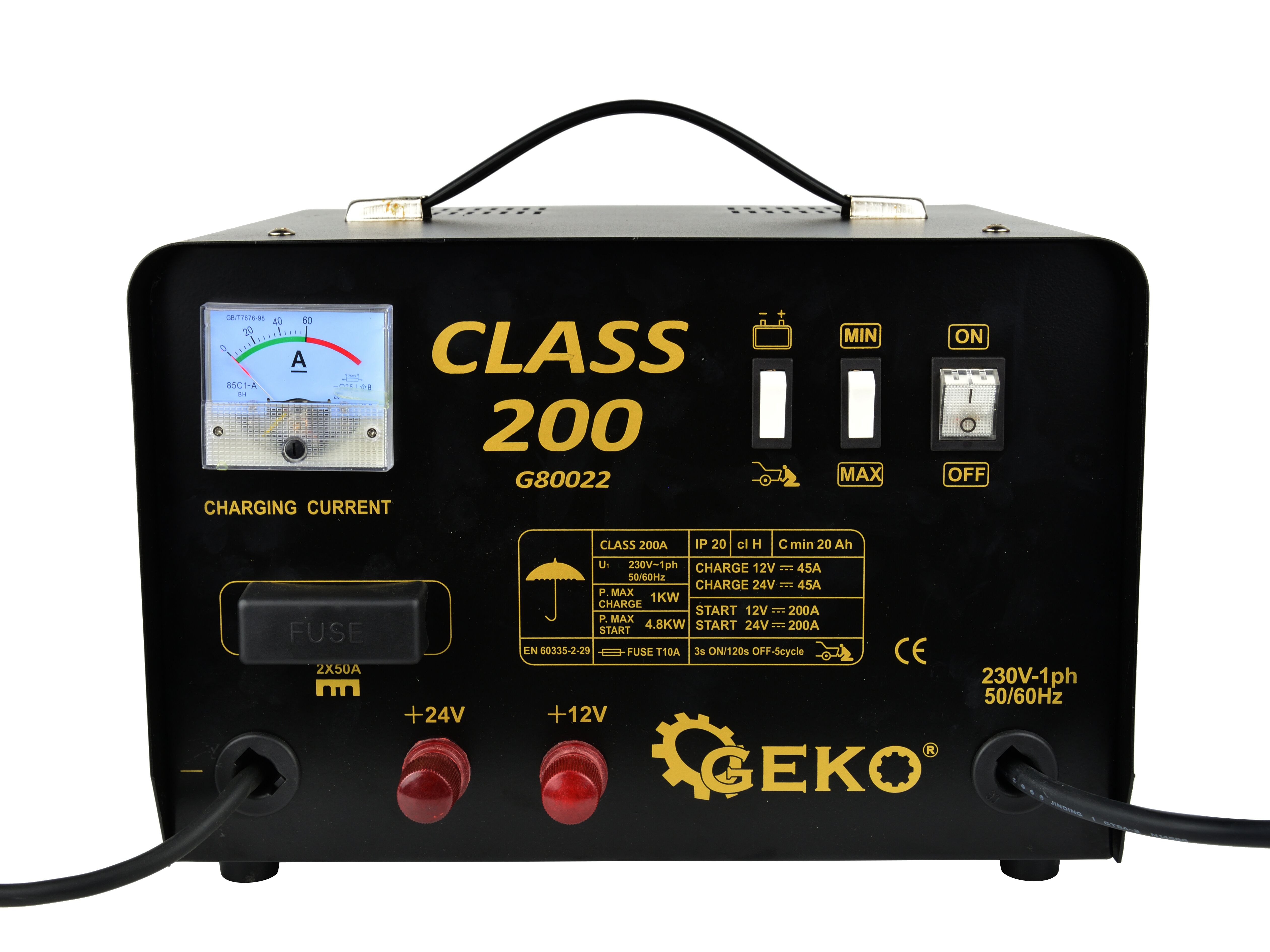 GEKO G80022 Autonabíjačka so štartom 12V 24V 200A nabíjačka akumulátorov