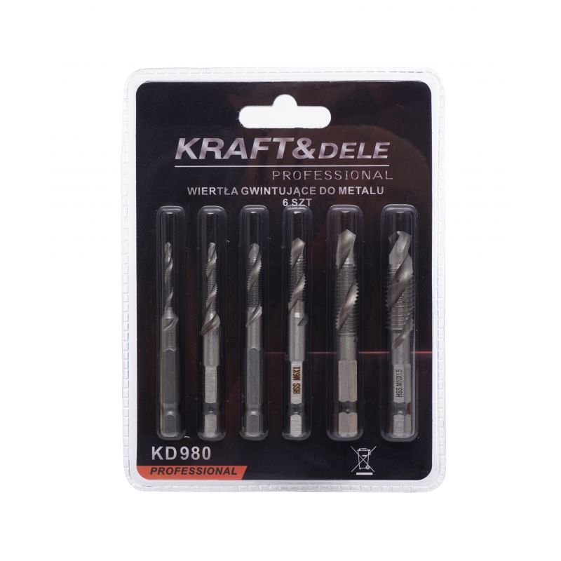 Kraft&Dele KD980 Závitorezné vrtáky sada 6ks M3 - M10