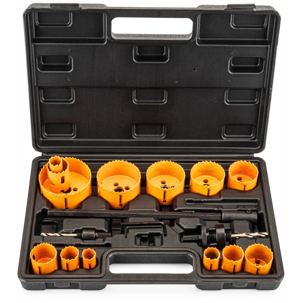 POWERMAT PM-ZODM-17ET Vykružováky korunkové vrtáky 17ks Sada Bi-metal 19-76mm