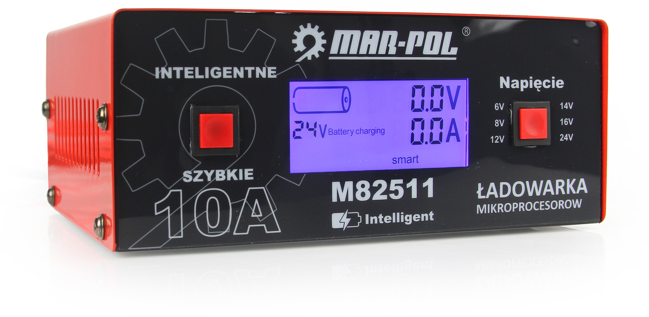 MAR-POL M82511 Autonabíjačka batérií 6V / 8V / 12V / 14V / 16V / 24V 10A mikroprocesorová