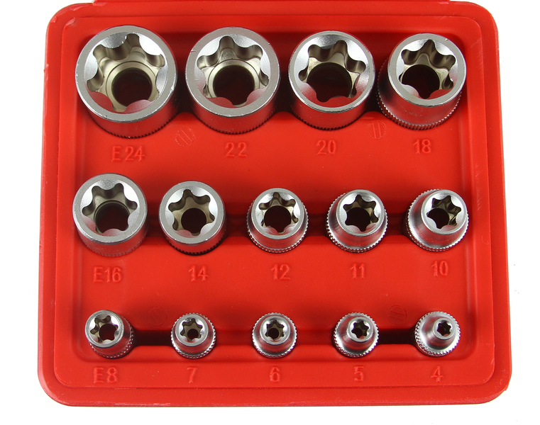 MAR-POL M66422 Sada nástrčných kľúčov Torx E4 - E24 / 1/2"+ 3/8" + 1/4"