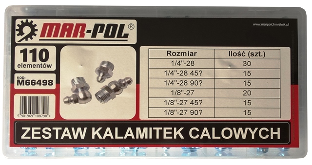 MAR-POL M66498 Súprava mazacích hlavíc 110 kusov mazničky maznice