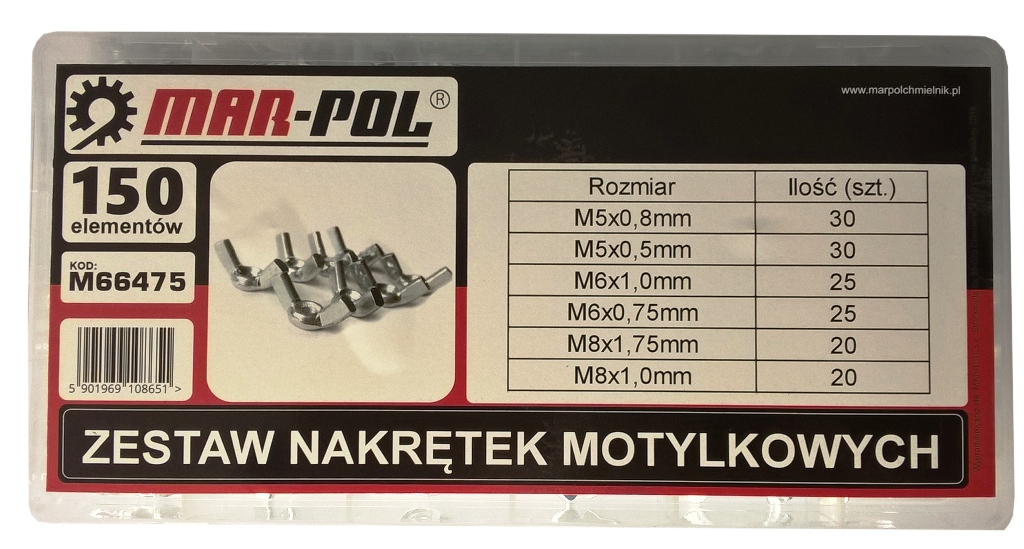 MAR-POL M66475 Krídlové matice sada 150 kusov