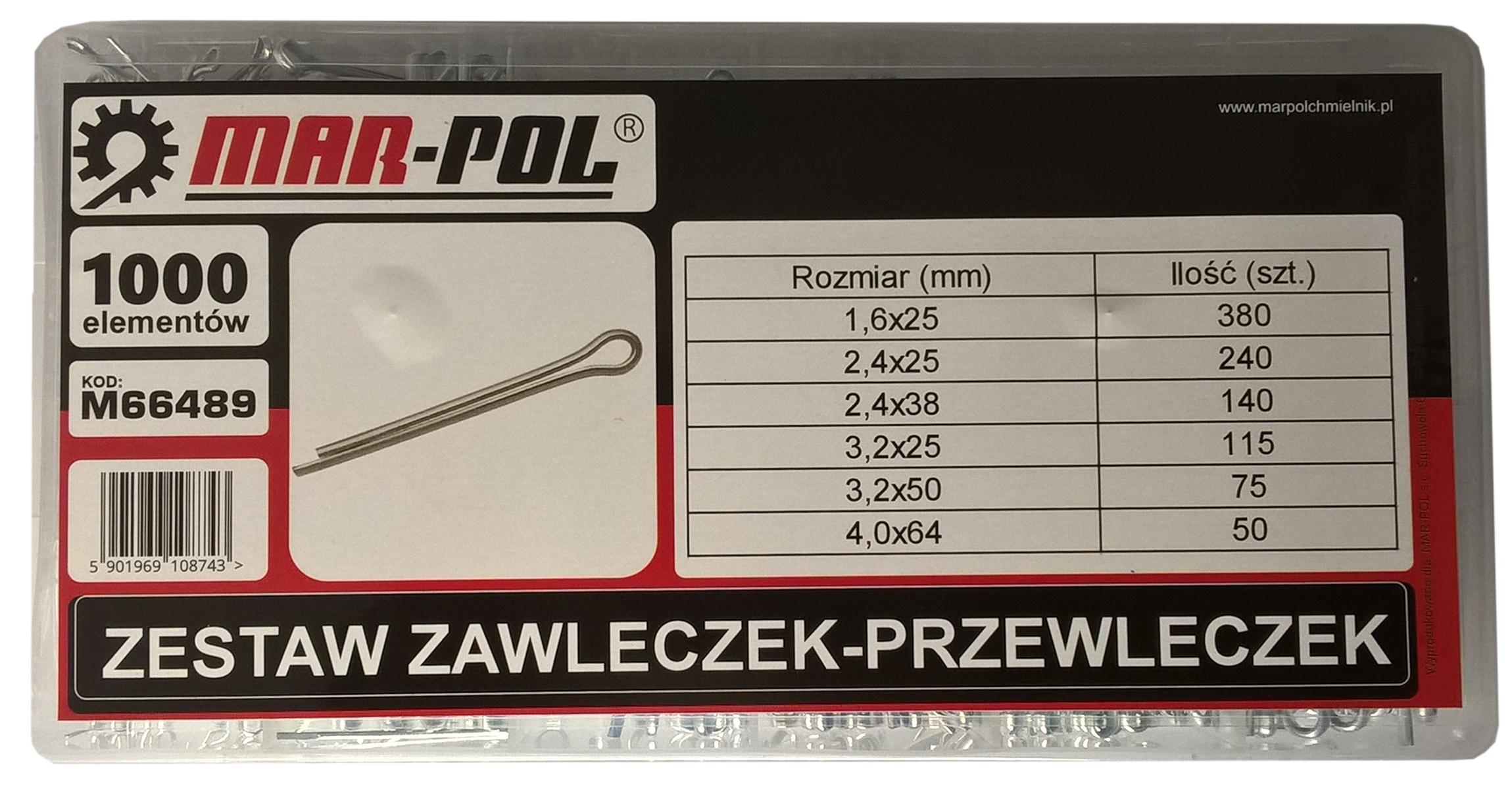 MAR-POL M66489 Sada - kolíky, 1000ks 
