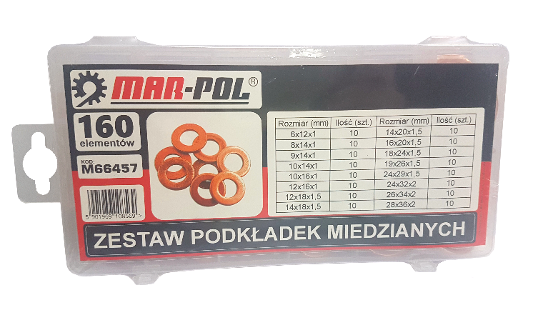 MAR-POL M66457 Medené podložky 160ks sada