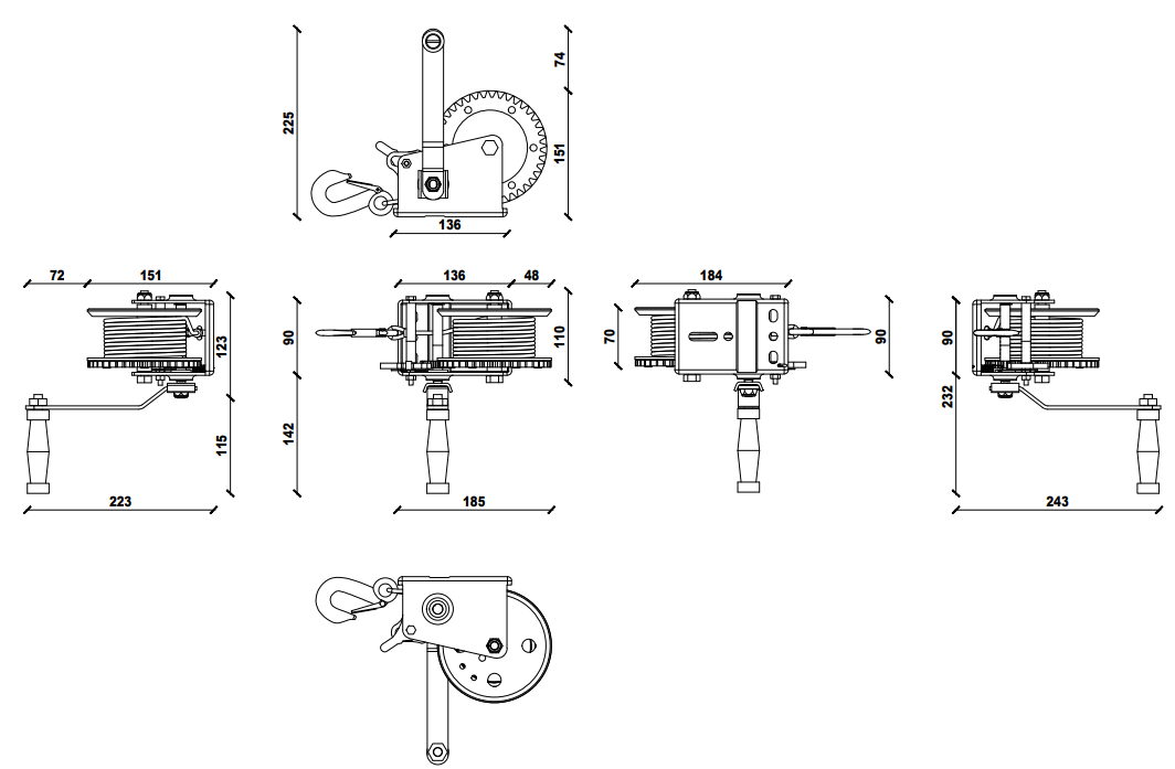 Dragon Winch DWK 12 Profesionálny lanový navijak 540kg oceľové lano