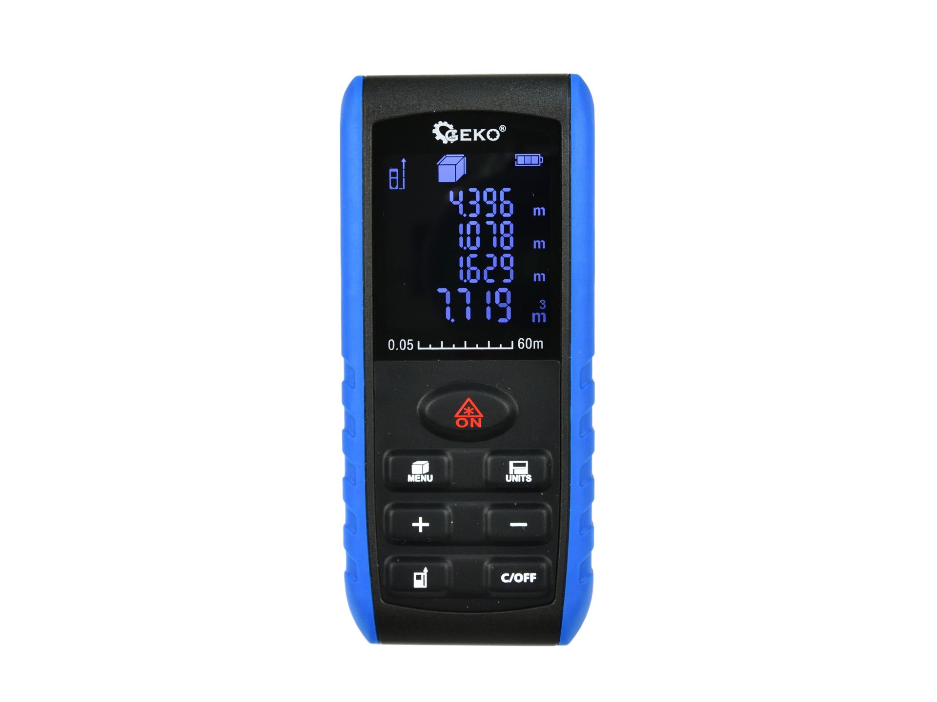 Geko G03356 Laserový merač vzdialenosti, diaľkomer laser LCD 0,05 - 60m G03356