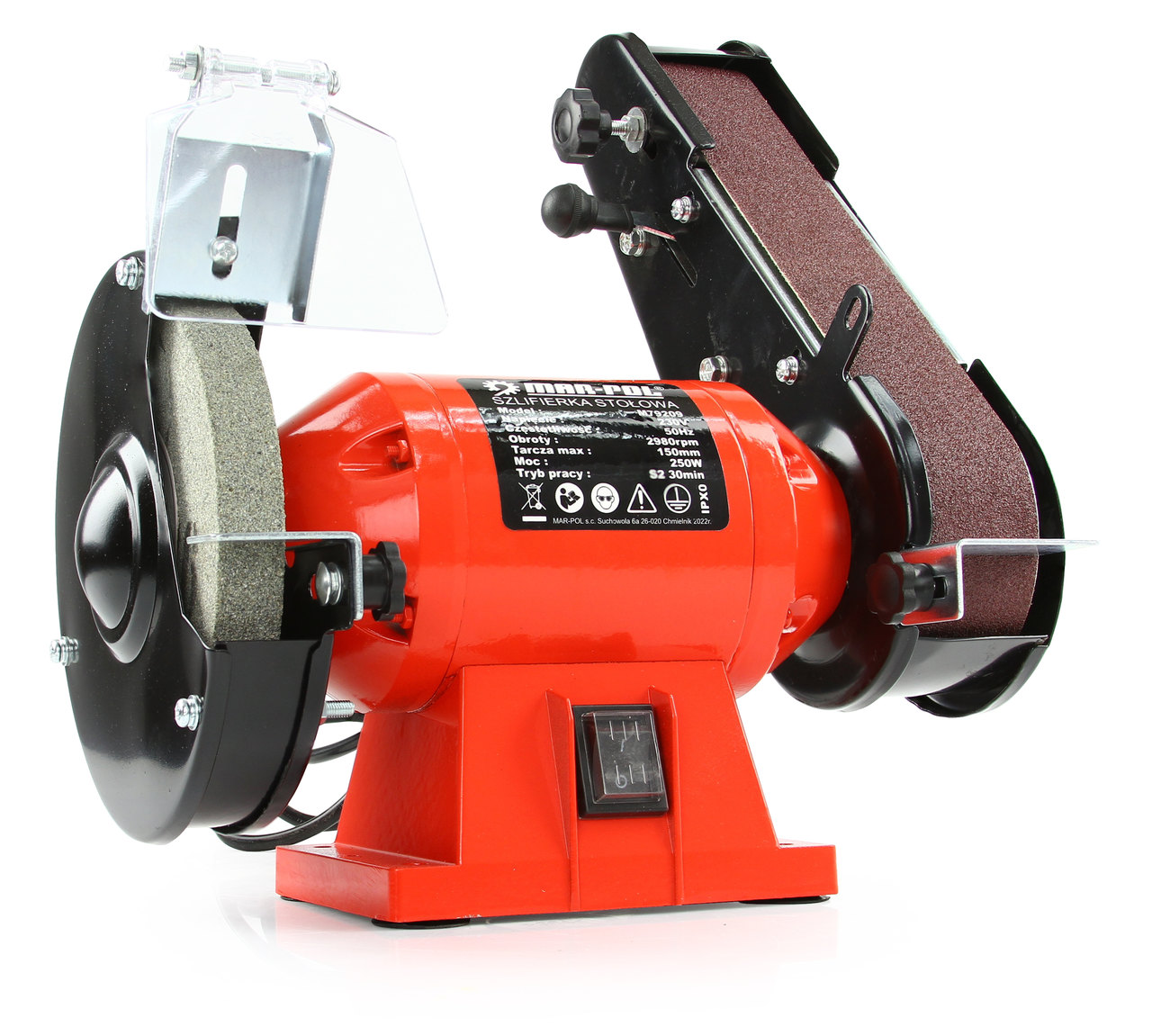 MAR-POL M79209 Elektrická stolová brúska pásová, kotúčová 250W 230V