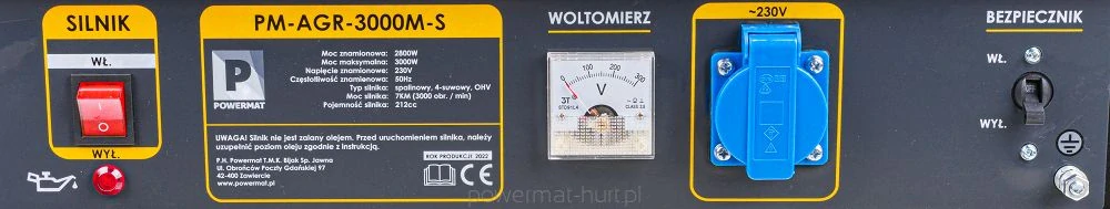 POWERMAT PM-AGR-3000M-S ELEKTROCENTRÁLA GENERÁTOR PRÚDU 3000W AVR