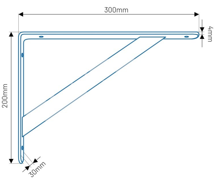 Irma KBXC30 Konzola pod poličku podpera 200x300x30x4 1ks