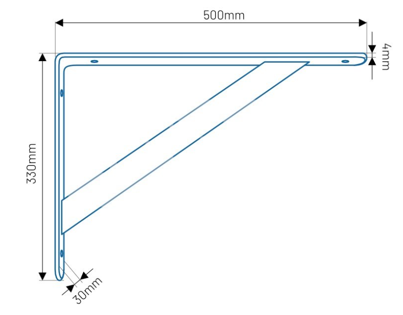Irma KBXB50 Konzola pod poličku podpera 330x500x30x4 1ks