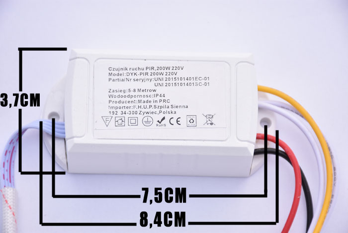 SZPILA 00857 Senzor pohybu, pohybový senzor, PIR senzor 220V 200W