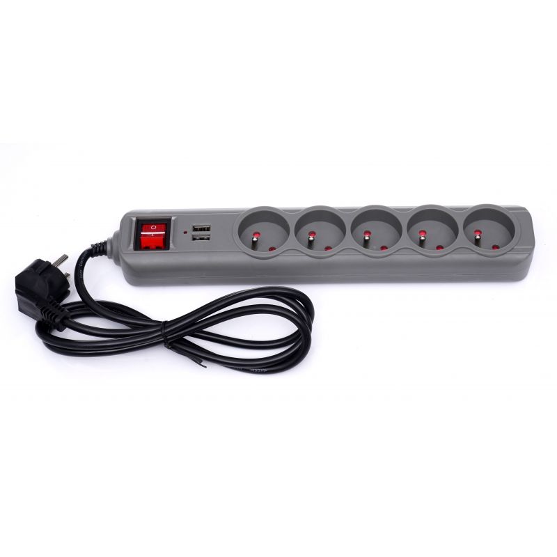 KRAFT&DELE KD4033 Predlžovací kábel s USB 1,5m 5x zásuvky 2x USB port