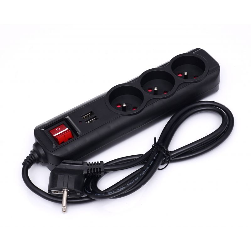 KRAFT&DELE KD4031 PREDLŽOVACÍ KÁBEL S USB 1,5M 3X ZÁSUVKY 2X USB PORT