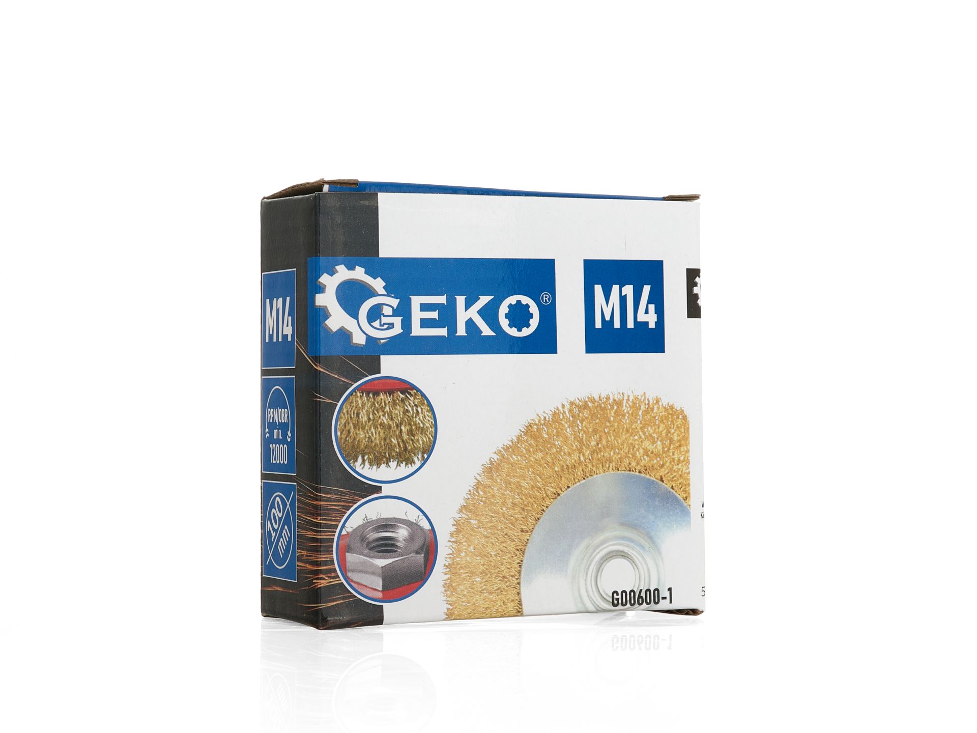 GEKO G00600-1 Bočná rotačná drôtená kefa 100mm mosadz M14
