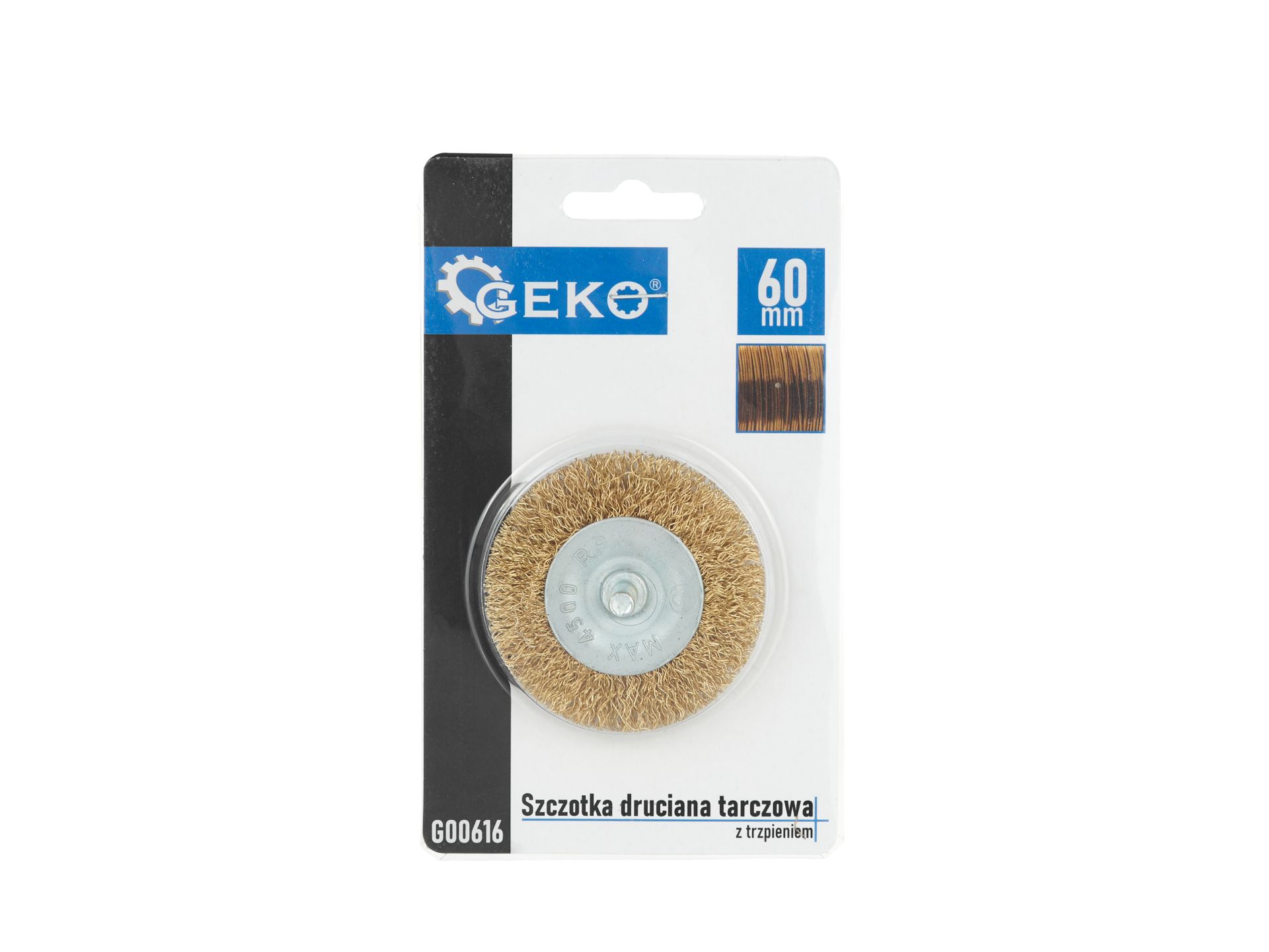 GEKO G00616 Drôtený kotúč kefa mosadz 60mm so stopkou