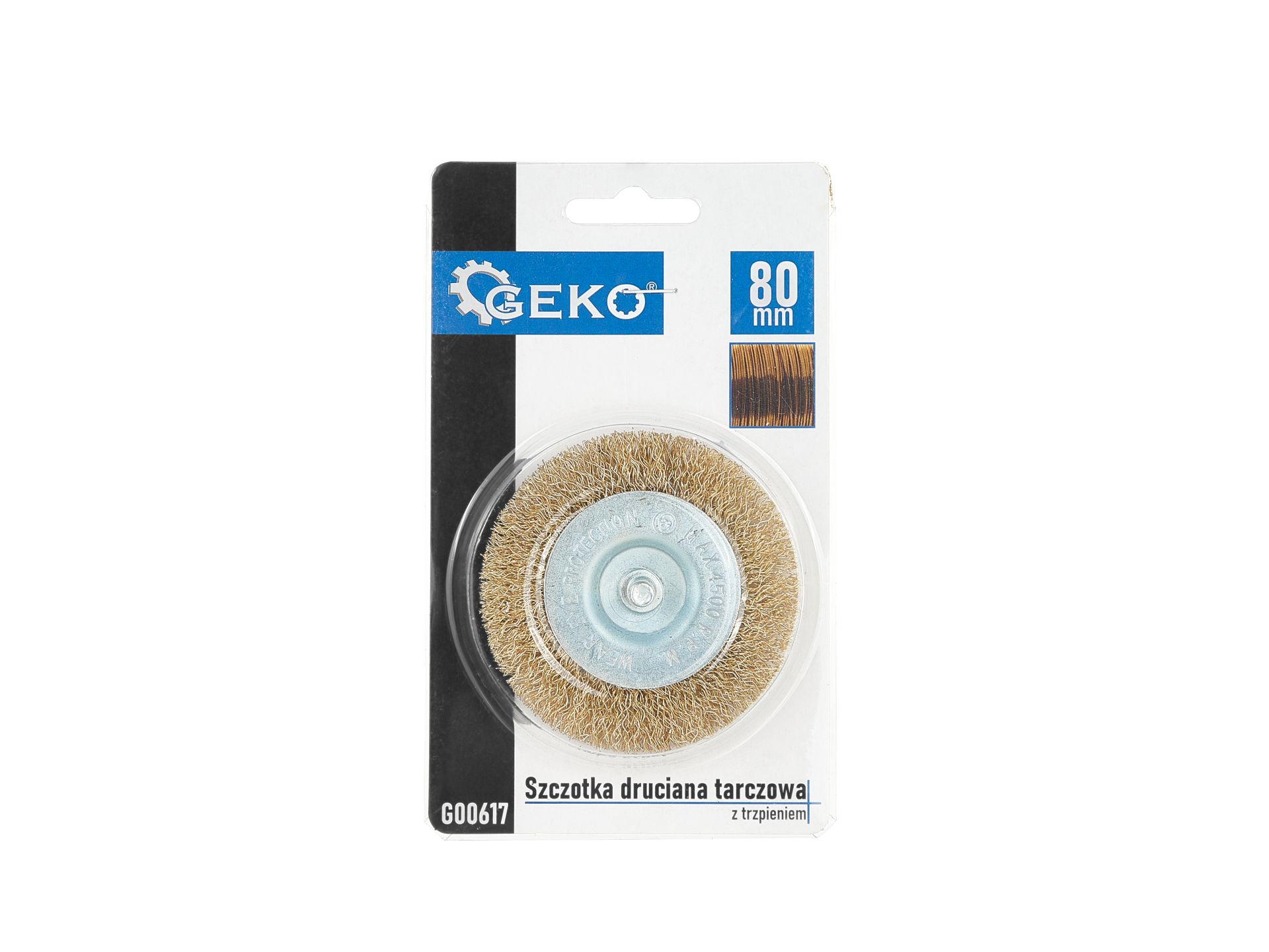 GEKO G00617 Drôtený kotúč kefa mosadz 80mm so stopkou 