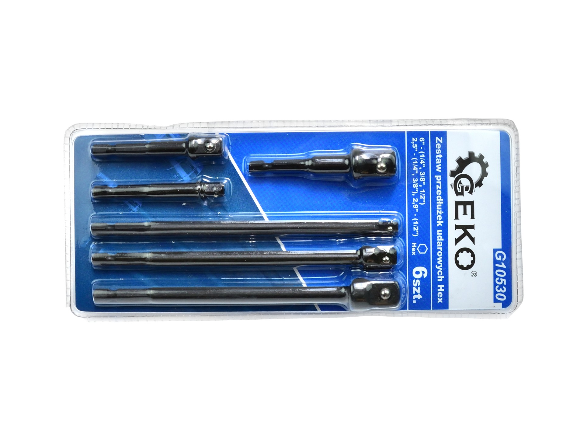 Geko G10530 Predlžovacie gola nástavce kľúče Hex 1/4"-1/2" 6ks