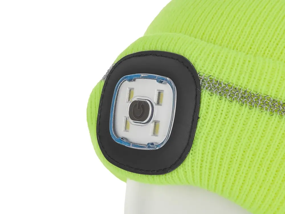 GEKO G90406 Reflexná zimná čiapka s čelovým LED svetlom nabíjateľné