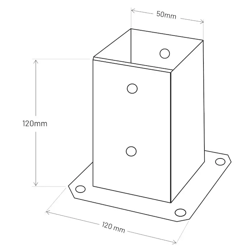 Irma PSPK50 Kotviaca pätka základňa držiak pre plotové stĺpy 50x120mm 2ks