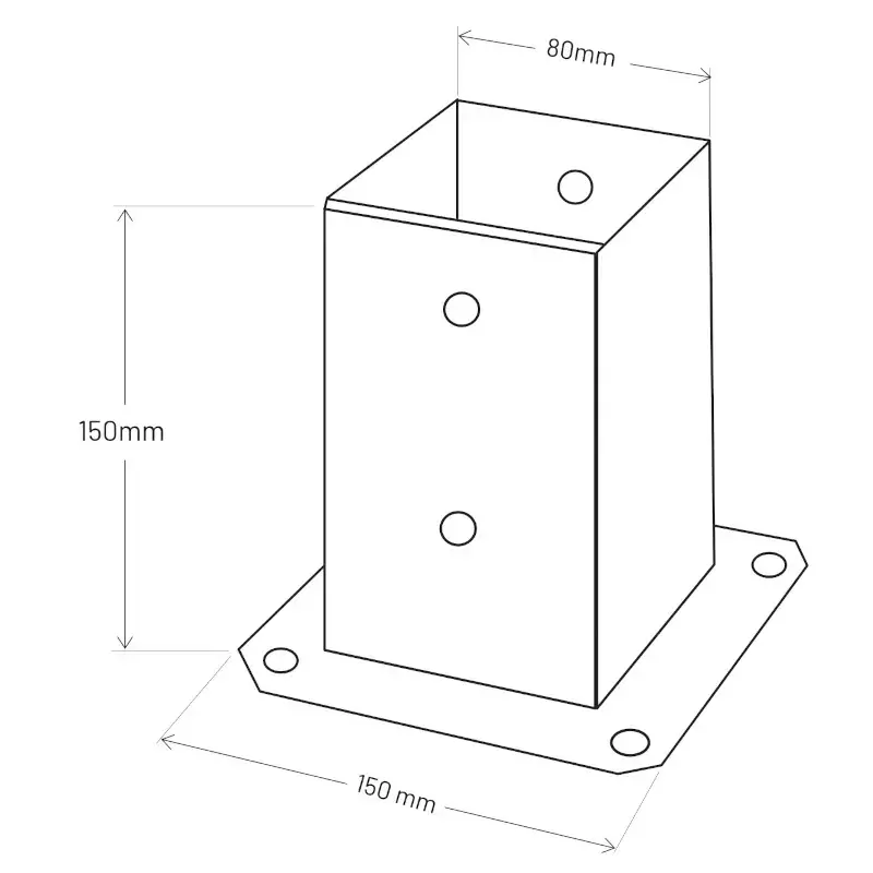 Irma PSPK80 Kotviaca pätka základňa držiak pre plotové stĺpy 80x150mm