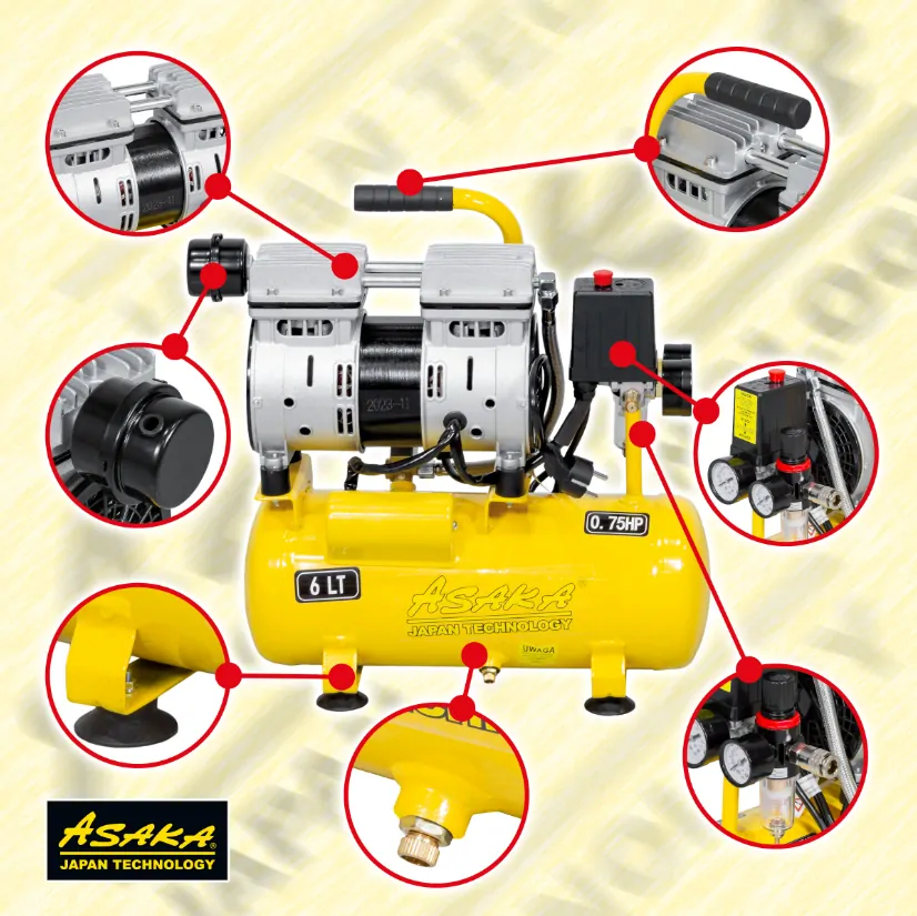 MAX ALAC6 LO Bezolejový kompresor ASAKA 6L 8bar 550W