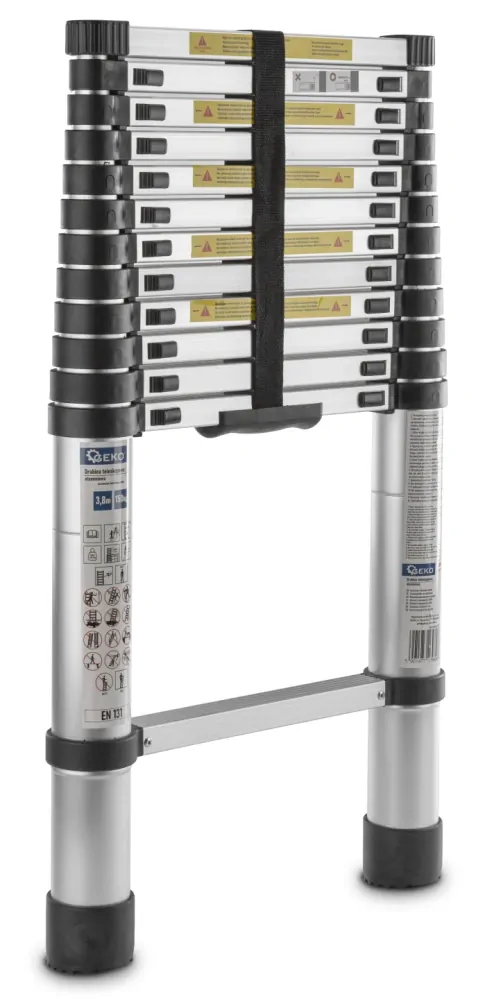 GEKO G02445  Hliníkový teleskopický rebrík 3,8 m 150 kg