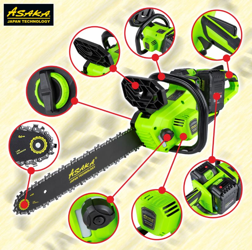 ASAKA ASCCS16-42V AKUMULÁTOROVÁ PÍLA 12“ Mazanie reťaze 2Bat 4Ah