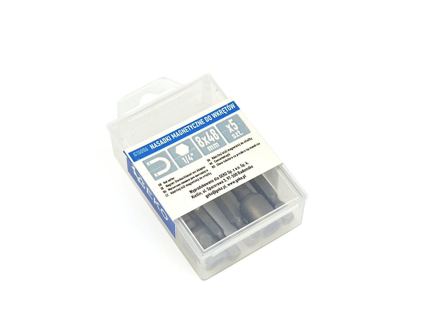 GEKO G15006 Sada kľúčov 5ks Magnetická sada nástrčiek pre skrutkovač 8mmx48mm 1/4“